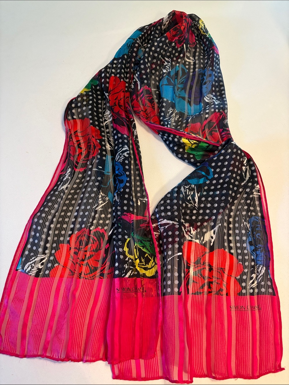 Vintage Chiffon Floral Scarf